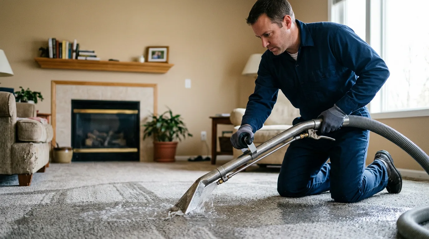 Water damage restoration technician working near Norton, MA